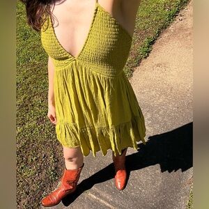 Chartreuse Halter Dress